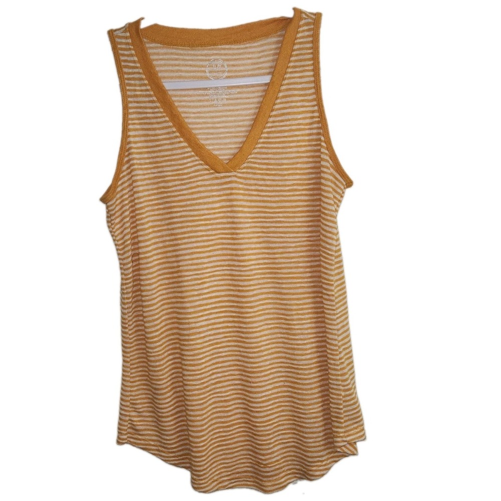 Maurices 24/7 Mustard Yellow/ White Striped Tank Top  MEDIUM